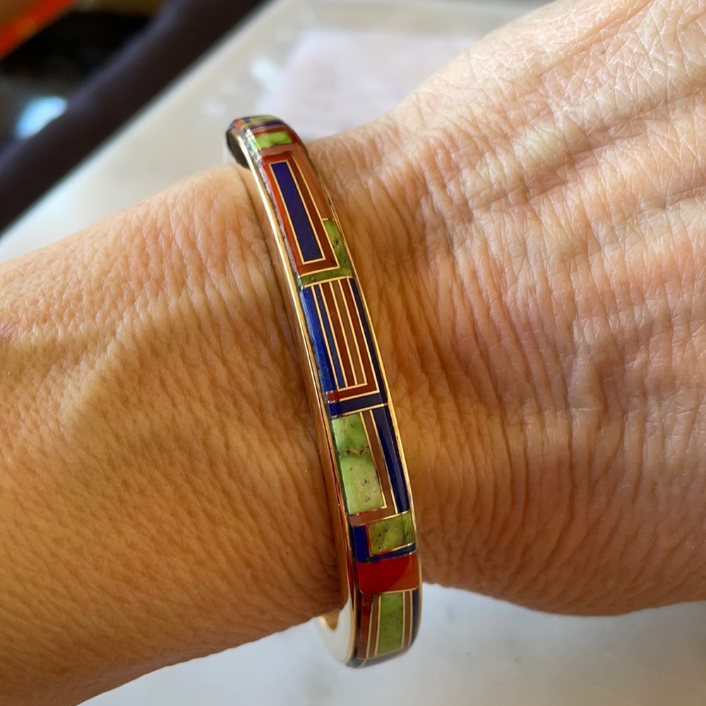 SOLD Vintage 14K Zuni Gold Multistone Walley Bracelet SoLD - Picture 4 of 16